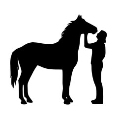 Black Horse and Human Silhouette Icon Illustration