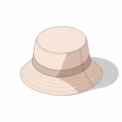 Simple Flat Illustration Beige Bucket Hat Casual Fashion Clothing Item