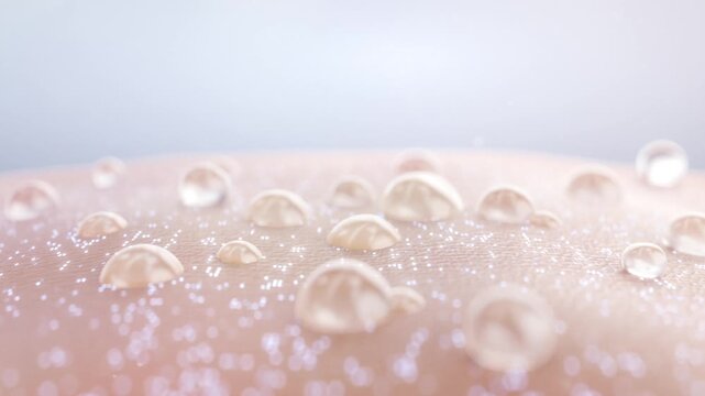 Essence drops absorbed on skin, deep cell melanin disappears, cells rejuvenate, facial spots and wrinkles disappear, anti-aging, laser beauty, concept skin care beauty. Cosmetic ads, 3D rendering.