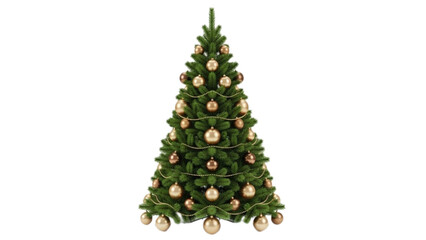 Obraz premium Decorated christmas tree with ornaments and lights on black background