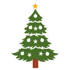 vector illustration of a Christmas tree with lights and stars attached to the tree