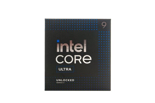 Tallinn, Estonia, 01.12.2025 - A detailed view of the Intel Core Ultra 9 285K Series 2 processor box, showcasing its power for modern computing needs. Ideal for tech enthusiasts and reviews.