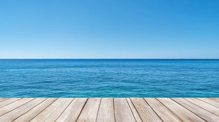Obraz premium Calm blue sea horizon wooden pier minimal summer serenity