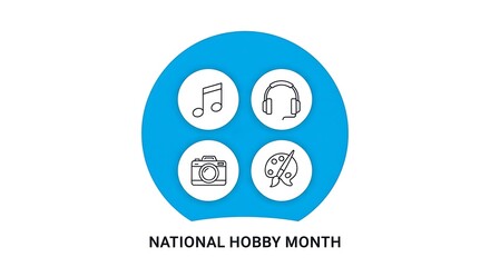 National hobby month celebration with icons