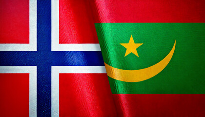 ノルウェーの国旗とモーリタニアの国旗(Norway flag & Mauritania flag.)
