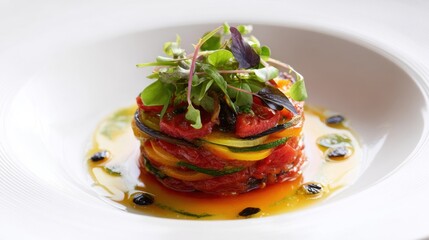 Gourmet Ratatouille Stack with Fresh Herbs