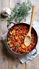 Ratatouille in a Cast Iron Pot with Thyme