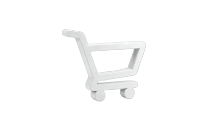 White Shopping Cart Icon on White Background