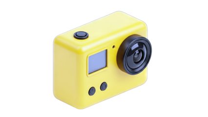 Yellow Action Camera Isolated on White Background