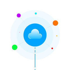 illustration of cloud connected by line to get data. cloud data retrieval or collection, synchronization, modern cloud computing processes. for technology, digital storage, networking, management