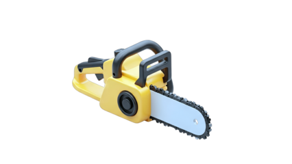 Yellow Chainsaw Isolated on White Background