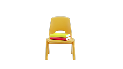 Yellow Chair with Books on White Background