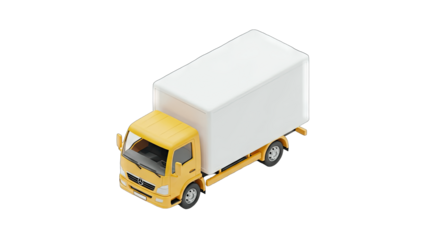 Yellow Delivery Truck Isolated on White Background