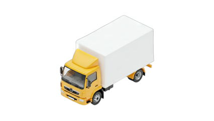 Yellow Delivery Truck Isolated on White Background