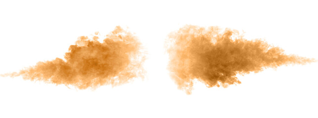 Vibrant orange smoke cloud spreading in soft, dynamic motion, ideal for creative design, abstract backgrounds, special effects, and promotional visuals requiring energetic color impact.
