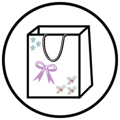 Festive Gift Bag with Bow and Holly Decorations