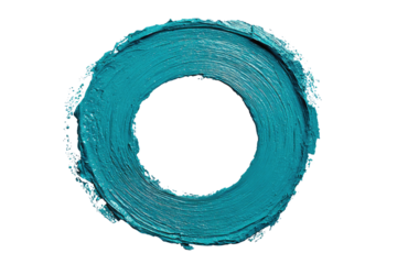 Teal painted ring centered against a pure black background