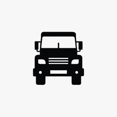 truck icon turn ahed silhoutte vector style template