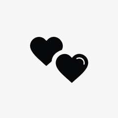 two hearts icons silhoutte vector style template
