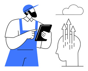 Digital workflow concept. Digital tools streamline processes and innovation in workspaces. Digital technology boosts efficiency and fosters creativity. For technology, productivity, training