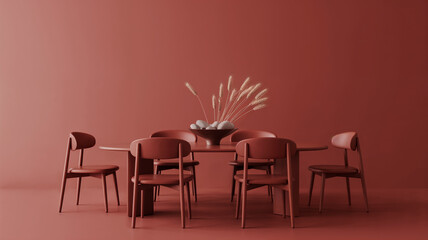 Modern Minimalist Dining Room with Terracotta Color Palette