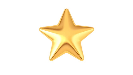 Rounded gold star PNG transparent background offering smooth glossy 3D style ideal for friendly icons and celebratory graphics.

