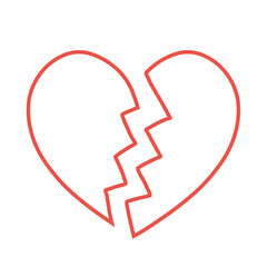 ひび割れたシンプルなハートの手描きイラストアイコン 赤