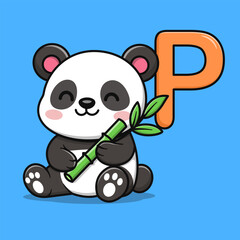 Letter P for Panda Illustration. Letter Icon Vector