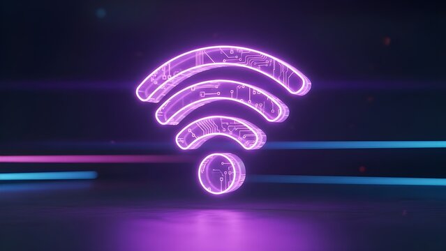 3D Neon WiFi Signal Icon