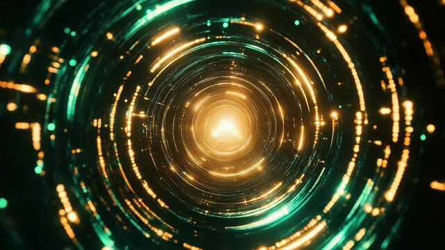 Digital data network tunnel transferring glowing light information