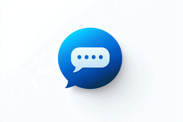 Blue Chat Bubble Icon on Smooth White Background for Messaging Apps