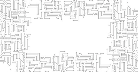 Abstract digital background with technology circuit board texture. Electronic motherboard illustration. Communication and engineering concept. Vector illustration