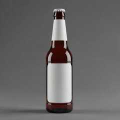 Bottle of beer on gray background.