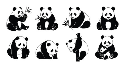 Charming panda illustrations a collection of black and white bear designs © Begum