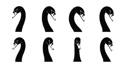 Black swan silhouettes arranged in a symmetrical grid pattern on white background