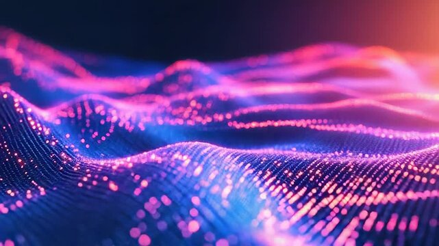 Global data network flowing through digital undulating surface
