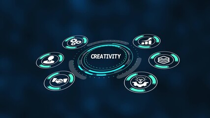 Creativity process visualization with digital workflow interface illustrating idea generation and innovative thinking. - Powered by Adobe