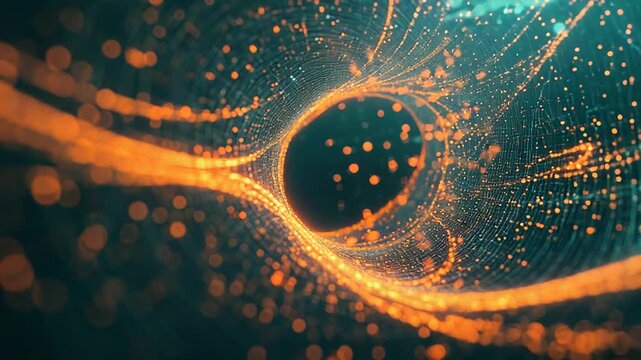 Digital data flowing vortex forming abstract tunnel