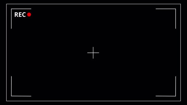 Video camera recorder screen overlay on a transparent background, Recording camera screen interface with alpha channel, Camera recording screen overlay preview in 4k.