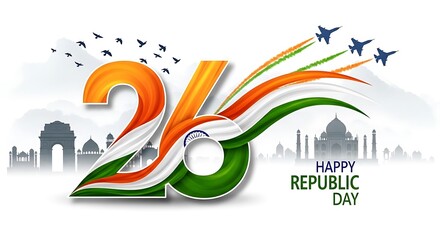 Happy republic day india illustration, tricolor theme