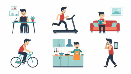 Man Engaged in Various Daily Activities and Hobbies.