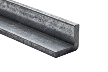 Metal L-shaped bar, textured surface, isolated on black