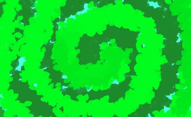 Green leafy spiral pattern with dense foliage texture forming abstract natural background