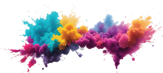 Abstract artistic colorful watercolor paint splashes and ink drops on grunge paper texture backdrop