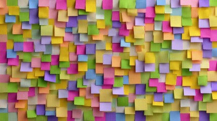 Colorful Sticky Notes in a Random Arrangement Creating a Vibrant and Playful Background