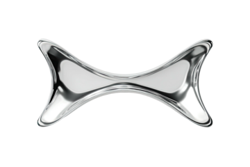 Shiny metal hourglass shape with curved edges on black