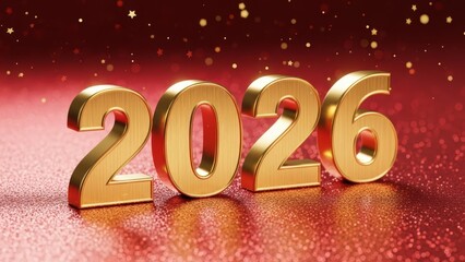 Celebrate the New Year 2026 with Sparkling Gold Festive Vibes, Stunning Red Background, Glitter Effects, and Joyful Party Celebration Ideas