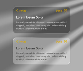 Notes app, User interface mockup liquid glass design element