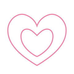 シンプルな2重のハート 手描きイラスト アイコン ピンク