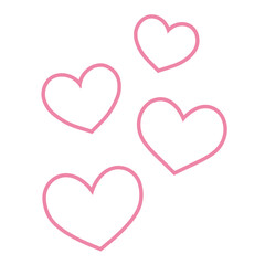 シンプルな4つのハート 手描きイラスト アイコン ピンク